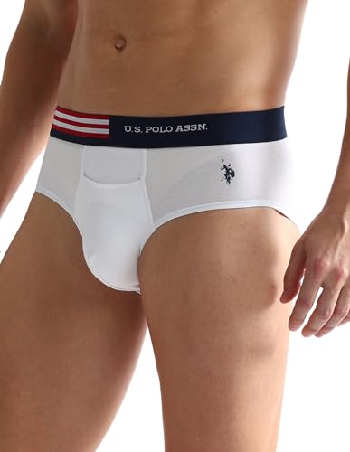 Image of U.S. Polo ASSN. Mens OEB06 Flag Waist Single Jersey Underwear Briefs - Pack of 2