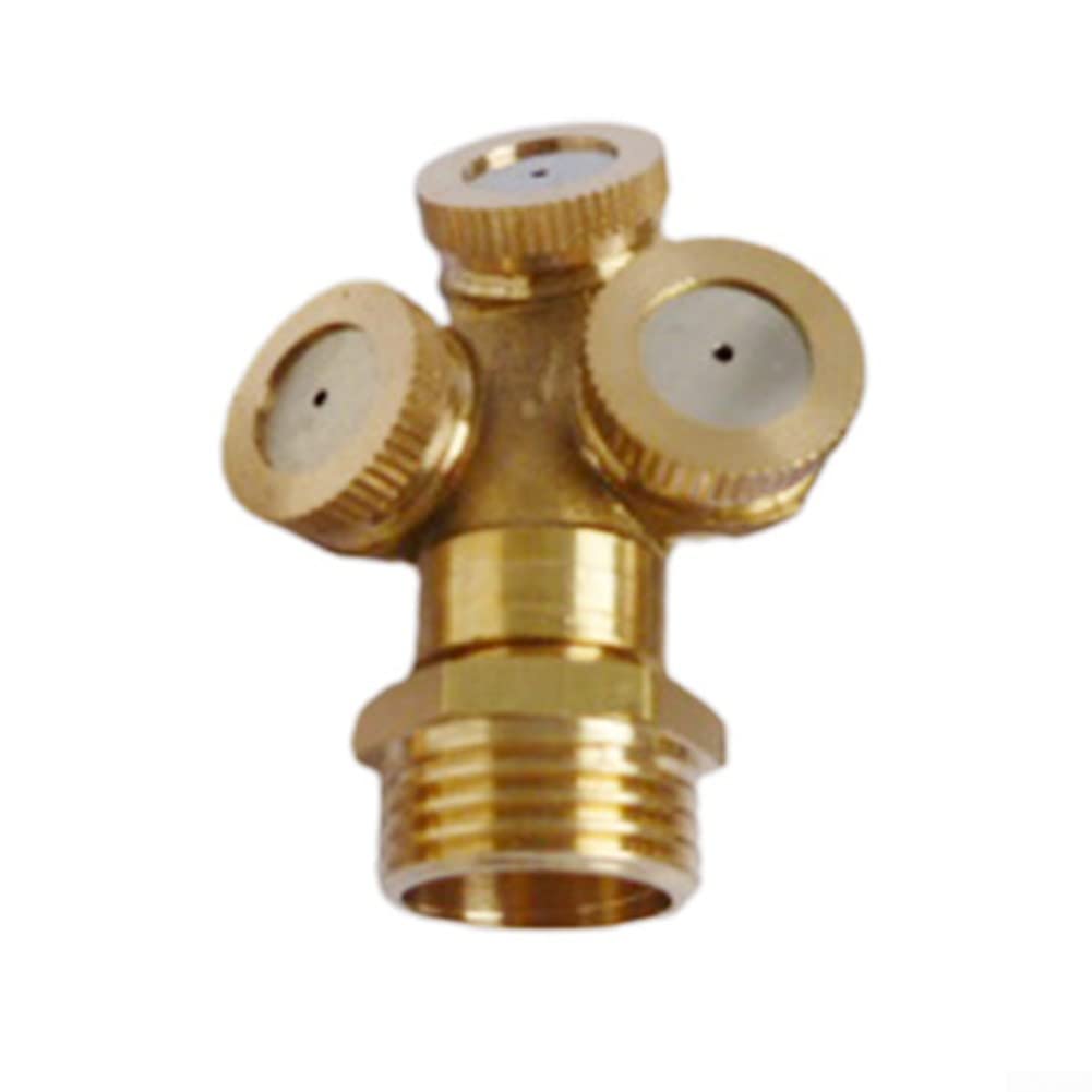 1/2" Brass Spray Nozzle Mist Nozzles Cooling System Water Garden Irrigation-3-hole