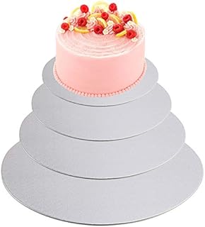 NACAIKJ 4Pcs Cake Boards Round Cake Board for Tiered Cakes Thin Cake Boards 6inch 8inch 10inch 12 inch Silver Cardboard for Tier Cake