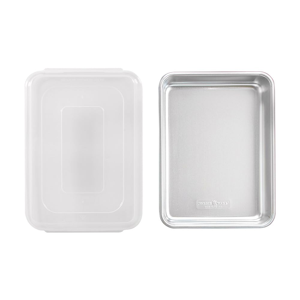 Nordic Ware Natural Aluminum Commercial Cake Pan with Lid, Rectangle Pan with Lid