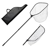 VEVOR Fishing Net, Foldable Landing Nets with Telescopic Handle and Built in Length Scale, Lightweight and Stronger 6063 Aluminum Fish Gear, Soft Silicone Mesh, Holds up to 30 lbs, for Kayak Boat Bank