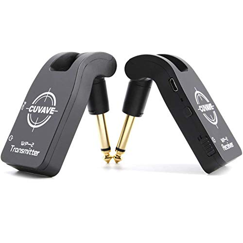 Vilihy 2.4GHZ Wireless Guitar System Transmisor y Receptor Digital para Guitarra Eléctrica y Bajo Batería Recargable de Litio Integrada (Negro) miniatura 2