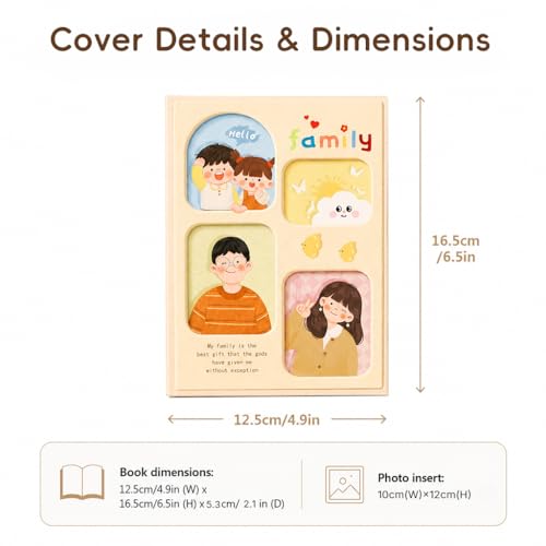 Image of HASTHIP Photo Album 4x6 with Tempered Glass Album Pockets Linen Cover with Front Window for Family Baby Travel Keepsake, Album for Photos Collection
