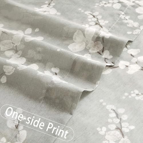 Image of BFAM Sheer Curtain with Floral Print, Premium Printed Sheer Drapes, Eyelet /Grommet Curtain for Living Room, Bedroom, Light Filtering Curtains, Grey Floral 12 Feet,Pack of 1 Curtain