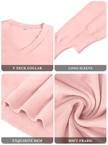 Image of Women's Spring Sweaters 2026 Casual Long Sleeve Pullover V Neck Lightweight Sweatshirts Cute Blouse Tops