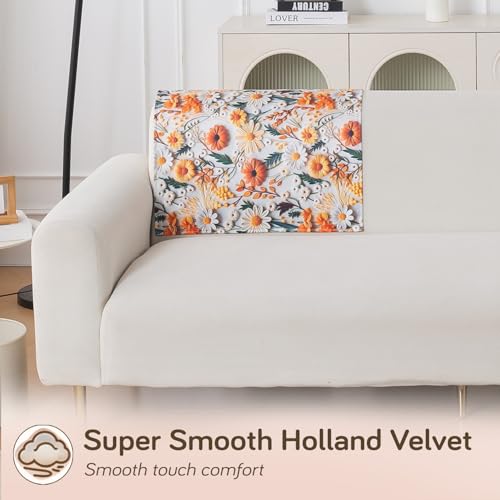 Image of HOKIPO 'Nature Muse' 1 PC Backrest Mat for Sofa Cover | Premium HD Printed Holland Velvet Mat, Marigold Bloom (IN-922-L-D7)