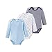 Produktbild Bornino Body langarm (3er-Pack) - Baby-Unterwäsche aus reiner Baumwolle - Babybody mit Schlupfkragen & Druckknöpfen im Schritt - mehrfarbig
