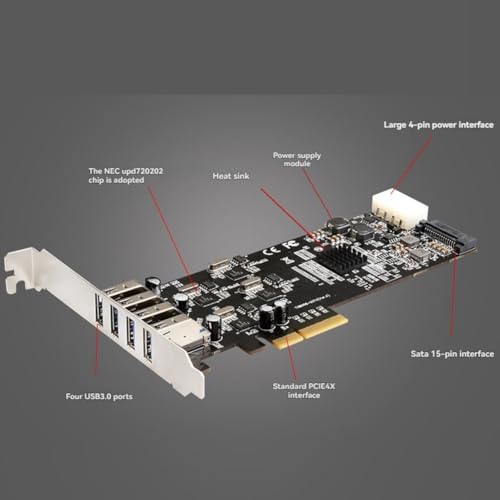 Adaptador de tarjeta de expansión PCI-e a USB 3.0 hub de 4 puertos para PC de escritorio 7