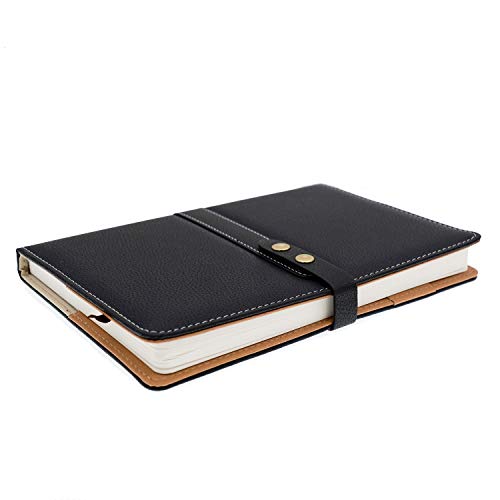 Carnet de notes élégant en simili cuir souple noir avec stylo inclus - 2