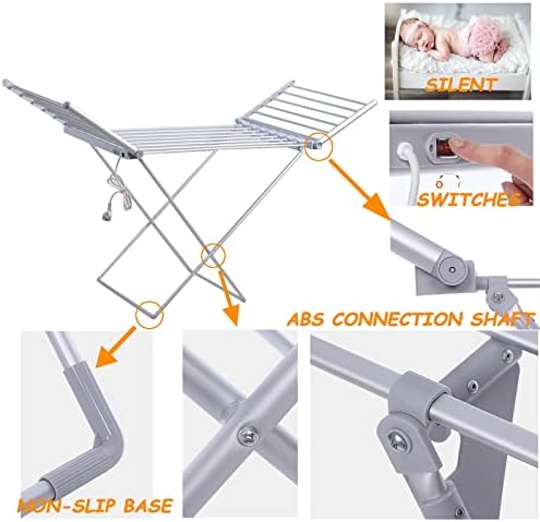 230W Electric Heated Clothes Dryer Airer, Portable Folding Towel Warmer Drying Rack, with 45-55℃ Constant Temperature, Energy-Efficient Clothes Shoes Drying Rack for Home, Apartmen