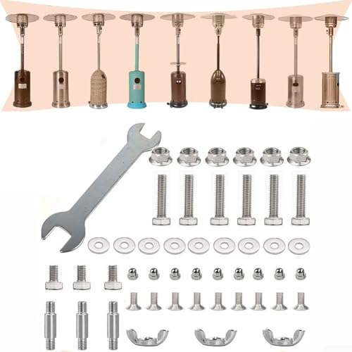 Kit de hardware para calentador de patio de propano pirámide para exteriores con pernos, tuercas, tornillos, arandelas, pernos y llave para reemplazo de conjunto de calentador cuadrado alto (A)