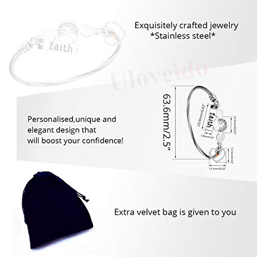 Image of Uloveido Rose Gold Plated Tree Of Life Bangle Cuffs Faith Mustard Seed Pendant Charms Open Bracelet for Women Y1028