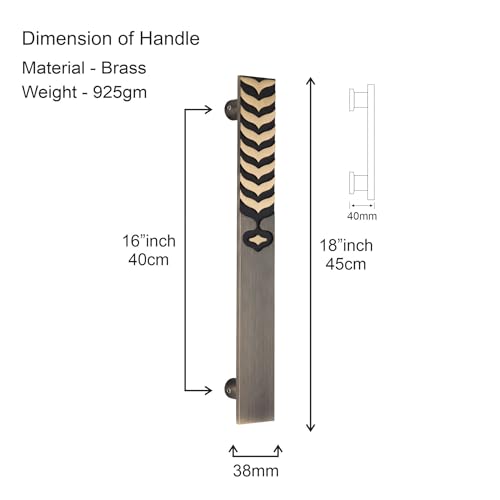Image of COMPASS 18 inch Brass Main Door Handle | Door Handles for Main Door | Pull Handles for All The Doors of House | Office | Hotels | PH-RDO (Pack of 1, Antique Finish)