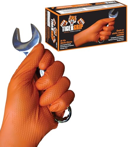 Nitril-Einweghandschuhe Orange Tiger Grip Größe M (Dispenser mit 100 Stück)