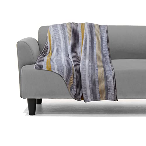 Image of Elegant Comfort Lightweight Printed Throw Blanket- All Season, Ultra Soft, Cozy and Plush- Decorative Throw Blankets, Perfect for Lounging, 50 x 70 inches, Brea Stripe, Throw Blanket