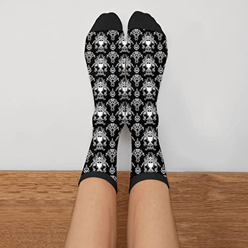 Bassyil Black And White Skull Socks Novelty Crew Crazy Dress Socks For Women Men Gift #TOP2
