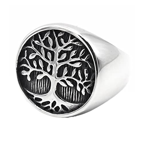 DFWY Norse Viking Arbre de Vie Anneaux, Femmes Hommes Acier Inoxydable Yggdrasil Totem Chevalière, Fait Main Rétro Mode Païen Médiéval Charme Bijoux Scandinaves (Size : 10) Cover