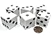 Set of 6 D6 25mm Large Opaque Jumbo Dice - White with Black Pip by Koplow Games