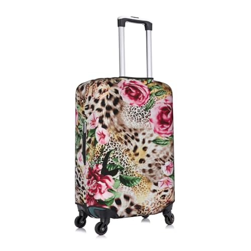 Animal Tiger Leopard Print Rose Flower Print Suitcase Protector Dust-Proof Case Men Women Travel Fits 18-32 Inch Luggage, Small, White3