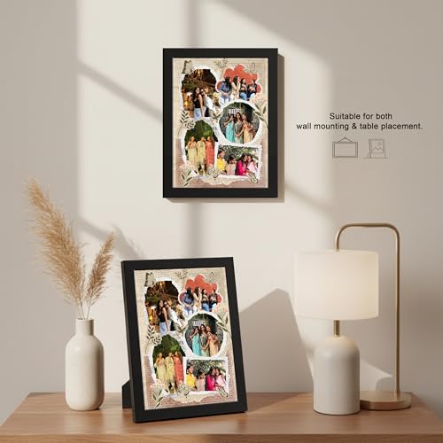 Image of Framekaari Friends Customized Photo Frame | Personalized Birthday Gift | Vintage Scrapbook Design | Custom Photo Collage | Tabletop & Wall Mount | Room & Home Decor | 16x21 cm (Design-15)