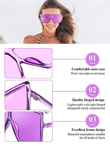 3 Piece Oversized Square Sunglasses Flat Top Fashion Shades Oversize Sunglasses3