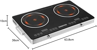 Geepas Double Burner Infrared Cooker, 99mins Timer, GIC6131 | LED Display | 9 Temperature Settings | Child Lock | Ceramic Heating Element
