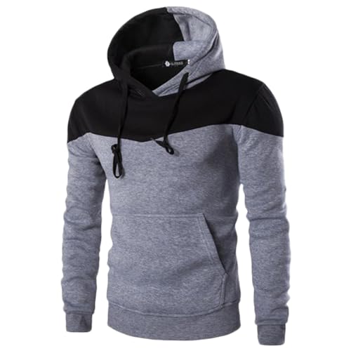 GPCHAN Men's Novelty Hoodies Sweatshirt Long Sleeve Color Block Hoodie Pullover Sweaters with Kangaroo Pocket