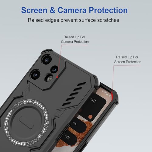 Image of Zapcase Back Case Cover for CMF by Nothing Phone 2 Pro | Magnetic Case with Built-in Metal Ring | Supports MagSafe Charger, Wallet & Car Mount | Shockproof Hybrid PC + TPU | Black