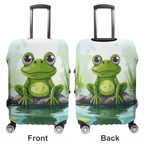 Frog in A Pond Luggage Cover, Washable Elastic Suitcase Cover Protector Fit 18-32 Inch Luggage3