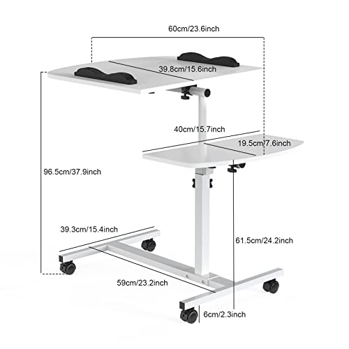 Bureau d ordinateur levage rotatif et table de lit mobile pliable 60x40 - 4