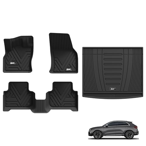3W Fußmatten und Kofferraummatten für Audi Q3 F3 2019-2025, TPE Allwetter Maßgeschneiderte Fussmatte 1-2 Reihen und Kofferraum Matte Komplettset Audi Q3 F3 2019-2025 Autofußmatten Zubehör