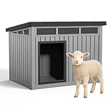 DRATO Outdoor Dog and Goat House - Resin All-Weather Dog House Outdoor, Durable Dog Kennel Outside for Backyard, Farm, Pasture