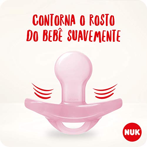 NUK Chupeta Sensitive Soft 100% Silicone Girl S1 - Rosa Tam 1 (0-6 Meses)