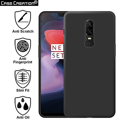 Image of Case Creation Luxurious OG Series for Oneplus6 Case Cover,Anti-Dirty Slim Case Frosted Matte Cute Candy TPU Raised Bezel (Splash of Color) Back Cover for Oneplus 6 -Black
