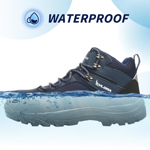 Image of Waterproof Steel Toe Boots for Men Wide Width Non Slip Work Boots Lightweight Slip Resistant Safety Shoes Indestructible Construction Composite Toe Sneakers