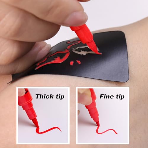Temporary-Tattoo-Markers-for-Skin-15-Body-Markers-56-Large-Tattoo-Stencils-2-sheets-Glow-Stickers-for-Kids-and-Adults-Dual-End-Tattoo-Pens-with-Bold-and-Fine-Lines-safty-inkZYH2310001KIT