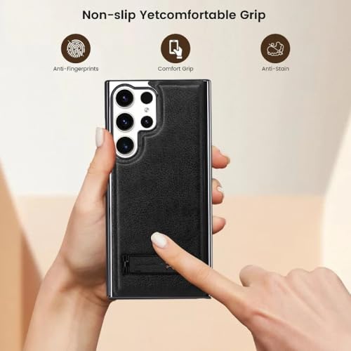 Coque Galaxy S24 PU cuir noir support vidéo idéal pour votre quotidien actif - 3