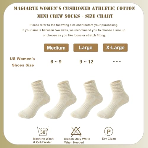 Image of MAGIARTE Womens Athletic Cotton Mini Crew Socks Thick Cushioned Running Hiking Multi Sports Socks for Women 4 Pairs