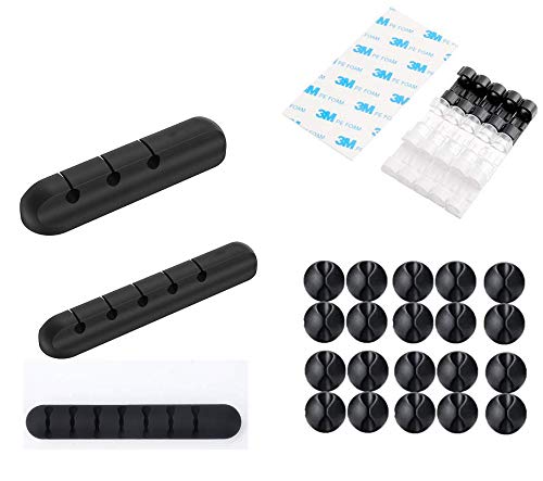 TQsuen Cable Clips Cord Organizer, 33 Pack Cable Management Cable Clips Holders Wire Holder System for Organizing Cable Cords Home and Office Desk Accessories, Self Adhesive Cord Holders