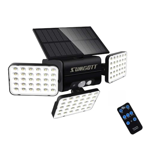 Solar Lights Outdoor Motion Sensor, 90 LED Solar Security Lights Outdoor IP65 Waterproof, 3 Head...