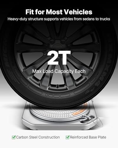 Image of VEVOR Wheel Alignment Turn Plates, 4-Ton Capacity, Brass Dial Measurements, 360 Rotating Turntable Wheel Alignment Tool with Transition Bridge & Thrust Block for Car SUV Light Truck