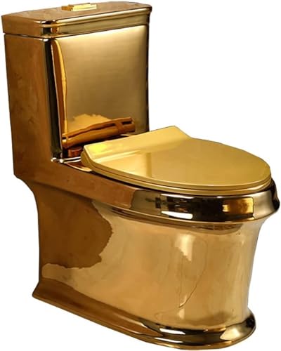 Inodoro de una pieza Gold para hogar, diseño moderno con altura universal, recubrimiento dorado, inodoro sifónico de doble descarga para baño de hotel, A-700x390x750mm