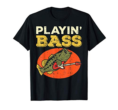 Playin Bass Fish Guitar Cool Fishing Bassist Player Musician T-Shirt