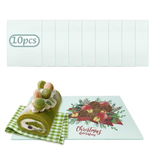 10 Pack Sublimation Glass Cutting Boards Blank Sublimation Tempered Glass Cutting Boards Anti Slip Cutting Board DIY for Heat Press Machine(11 x 8 Inch)