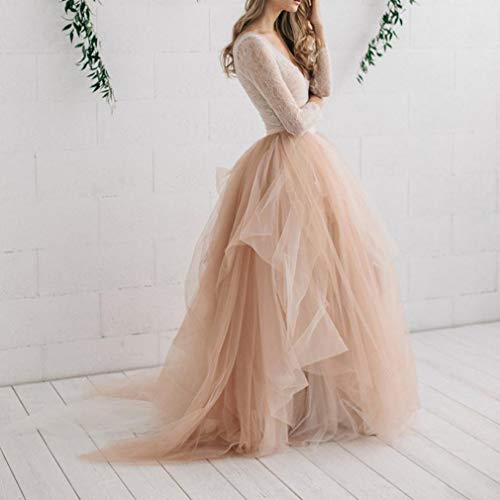 WDPL Women's Long Floor Length Asymmetrical Puffy Bridal Party Tulle Skirt3