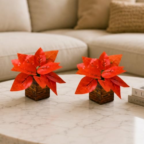 Image of DecoreBugs Artificial Real Touch Flower Plant with Pot (Pack of 2), 16 cm Height, Decorative Faux Floral Plant for Home, Office, Living Room, Bedroom, Table & Shelf Decor
