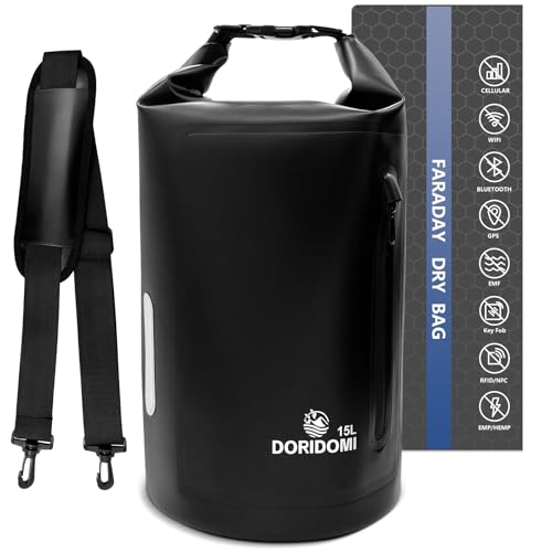 Faraday Bags EMP Proof Bag - 15L Black Waterproof Faraday Backpack with Front Pocket & Padded Strap EMP Bags Faraday Bag for Generator and Laptops Electronics RFID Signal Blocker for Data Security