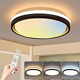 Hurrah LED Ceiling Light Fixture with Remote Control - 17W Flush Mount Dimmable Ceiling Lamp Black R