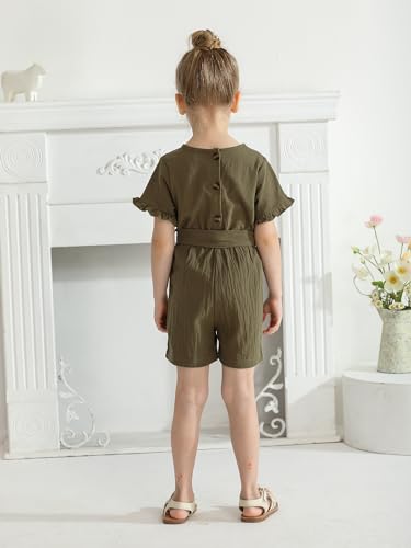 Eghunooy Toddler Girl Clothes Summer Baby Girls Casual Solid Color One-Piece Romper Jumpsuit3