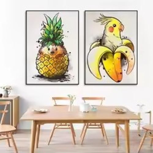 Peinture sur toile animaux et fruits mignons XINBAO 60x90cm
